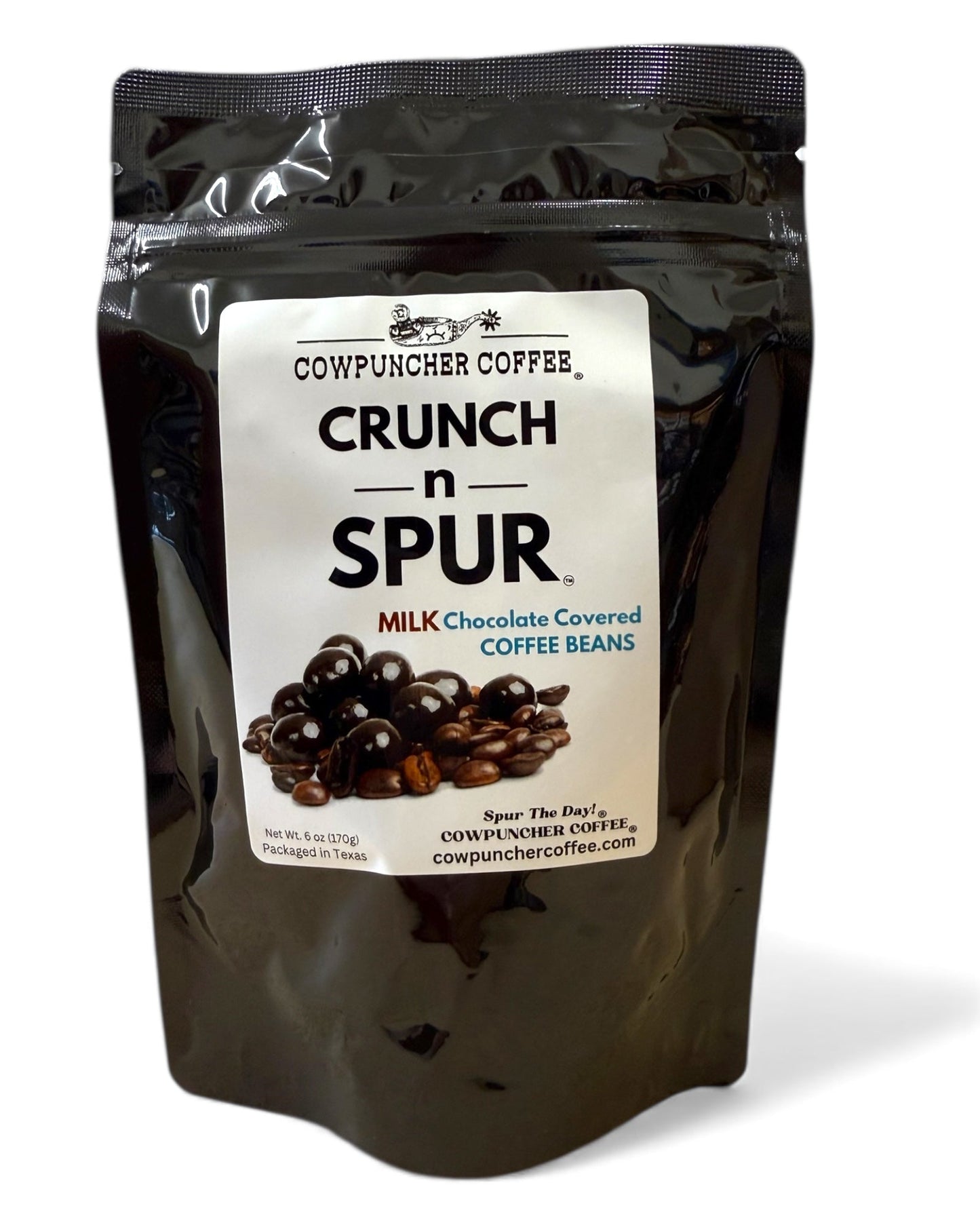 CRUNCH-N-SPUR™

MILK CHOCOLATE COVERED COFFEE BEANS