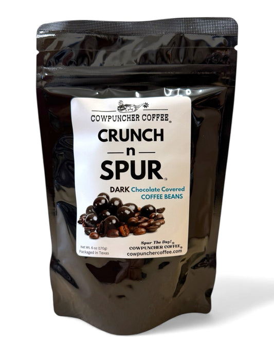 CRUNCH-N-SPUR™

DARK CHOCOLATE COVERED COFFEE BEANS